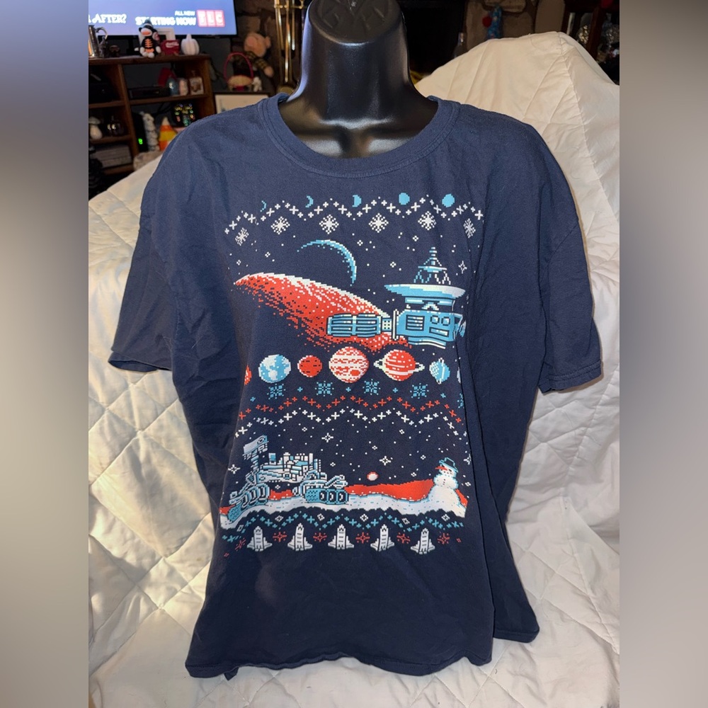Loot Crate December Exclusive Ugly Holiday Sweater T-Shirt NASA 8 Bit Space